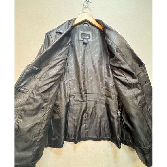 East 5th Womens Genuine Leather Moto Blazer Jacket Large Black Grunge Casual - Picture 5 of 12